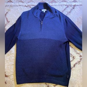 Calvin Klein Blue Quarter Zip Cotton Sweater